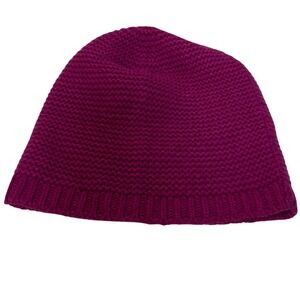 Eileen Fisher Magenta‎ Recycled Cashmere Wool Knit Beanie Hat OS Purple